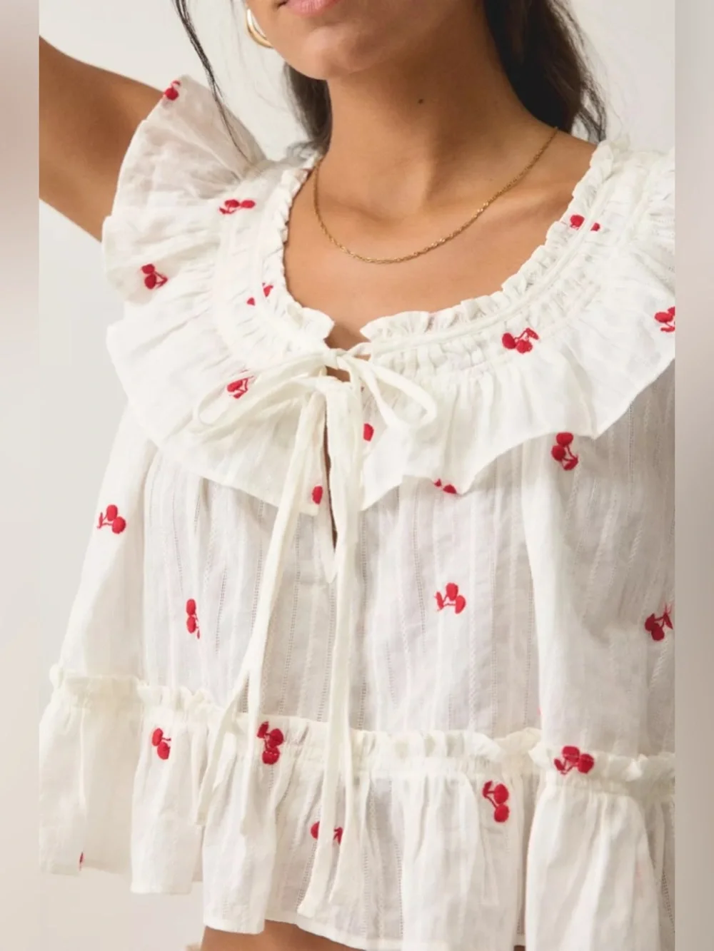 UO Out From Under Love Letters Ruffle Babydoll Top + Micro Shorts PJ Set - Picture 2 of 6